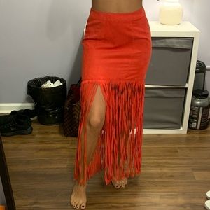 H&M Red Fringe Skirt